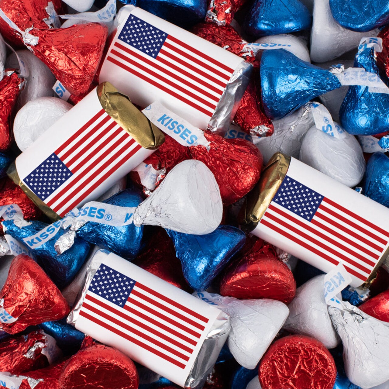 131 Pcs Patriotic Candy Red Silver & Blue Hershey's Chocolate 4th of July (1.65 lb) - By Just Candy